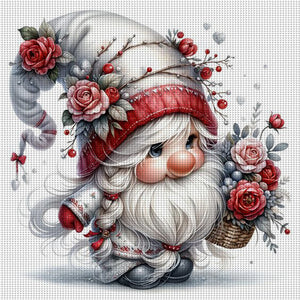 Flower Gnome - 30*30CM 18CT Stamped Cross Stitch