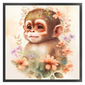 Twelve Zodiac Signs - Monkey - 40*40CM 11CT Stamped Cross Stitch