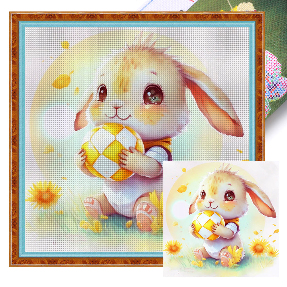 World Cup Zodiac-April Rabbit - 25*25CM 18CT Stamped Cross Stitch