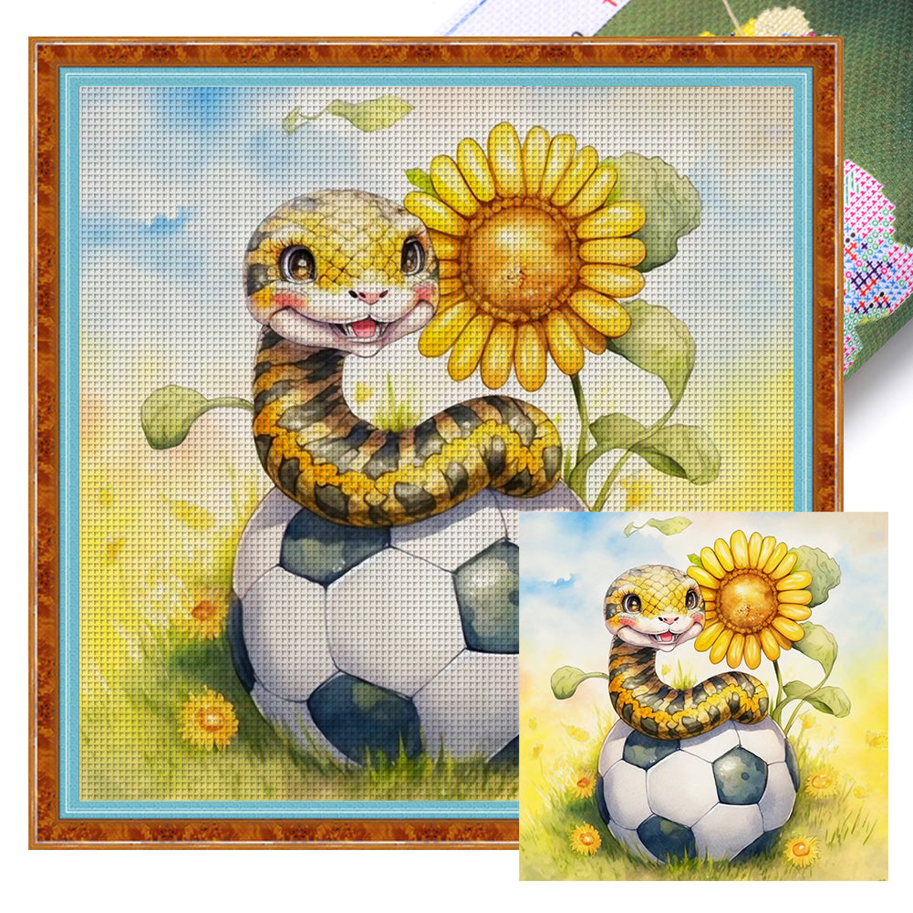 World Cup Zodiac-June Snake - 25*25CM 18CT Stamped Cross Stitch