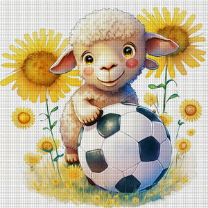 World Cup Zodiac-August Sheep - 25*25CM 18CT Stamped Cross Stitch