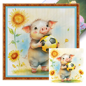 World Cup Zodiac-December Pig - 25*25CM 18CT Stamped Cross Stitch