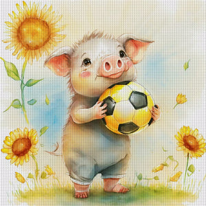 World Cup Zodiac-December Pig - 25*25CM 18CT Stamped Cross Stitch