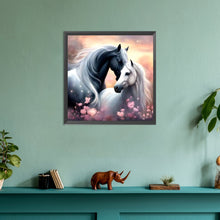Load image into Gallery viewer, Black And White Horse 30*30CM(Canvas) Full Round Drill Diamond Painting
