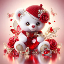 Load image into Gallery viewer, Love Rose Little White Bear 30*30CM(Canvas) Full Round Drill Diamond Painting
