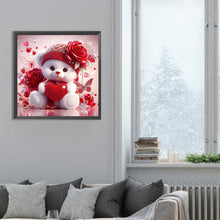 Load image into Gallery viewer, Love Rose Little White Bear 30*30CM(Canvas) Full Round Drill Diamond Painting
