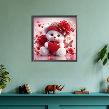 Load image into Gallery viewer, Love Rose Little White Bear 30*30CM(Canvas) Full Round Drill Diamond Painting
