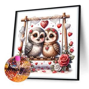 Love Flower Owl 30*30CM(Canvas) Full Round Drill Diamond Painting