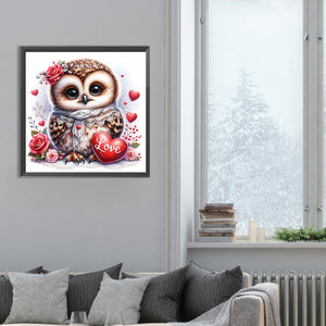 Love Flower Owl 30*30CM(Canvas) Full Round Drill Diamond Painting