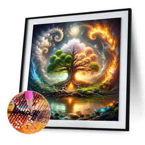 The Gorgeous Tree Of Life In The Middle Of The Lake 30*30CM(Canvas) Full Round Drill Diamond Painting