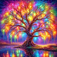 Load image into Gallery viewer, Colorful Tree Of Life By The Lake 30*30CM(Canvas) Full Round Drill Diamond Painting
