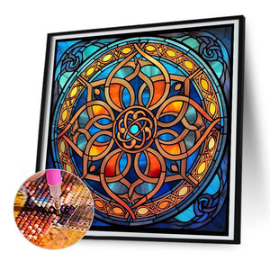 Glass Painting Mandala Flowers 30*30CM(Canvas) Full Round Drill Diamond Painting