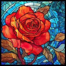 Load image into Gallery viewer, Glass Painted Red Rose Flowers 30*30CM(Canvas) Full Round Drill Diamond Painting
