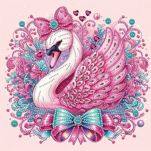 Pink Swan 30*30CM(Canvas) Partial Special Shaped Drill Diamond Painting