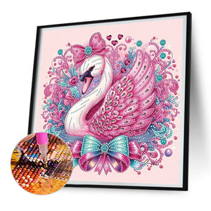 Pink Swan 30*30CM(Canvas) Partial Special Shaped Drill Diamond Painting