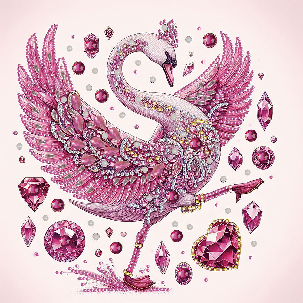 Pink Swan 30*30CM(Canvas) Partial Special Shaped Drill Diamond Painting