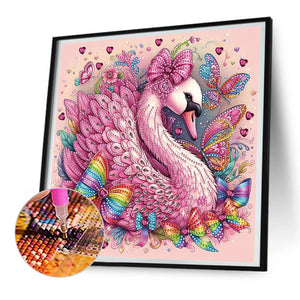 Pink Swan 30*30CM(Canvas) Partial Special Shaped Drill Diamond Painting