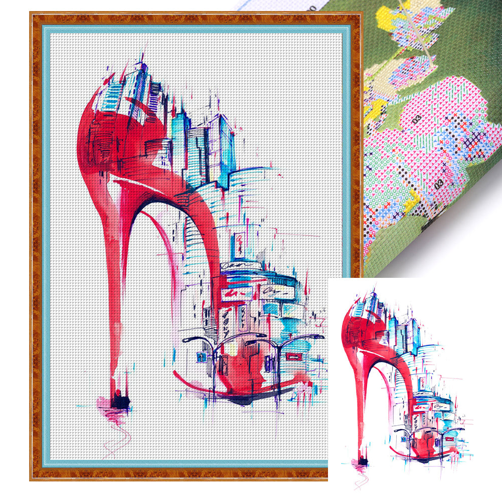 Simple Strokes Of High Heels In The City - 35*50CM 14CT Stamped Cross Stitch