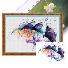 Load image into Gallery viewer, Simple Strokes Of City Under Umbrella - 50*35CM 14CT Stamped Cross Stitch
