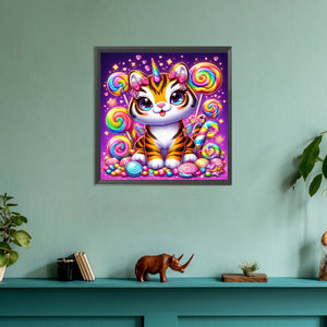 Candy And Tiger 30*30CM(Canvas) Full Round Drill Diamond Painting