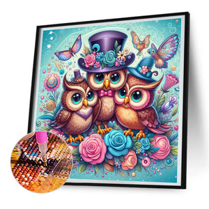 Three Owls 30*30CM(Canvas) Full Round Drill Diamond Painting