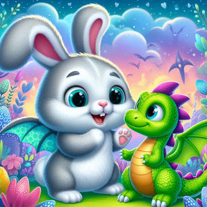 Rabbit And Dinosaur 30*30CM(Canvas) Full Round Drill Diamond Painting