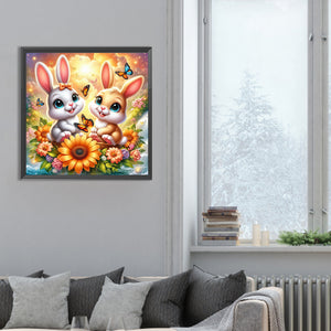 Two Rabbits 30*30CM(Canvas) Full Round Drill Diamond Painting