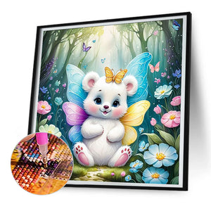 Garden Butterfly Bear 30*30CM(Canvas) Full Round Drill Diamond Painting