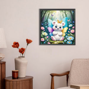 Garden Butterfly Bear 30*30CM(Canvas) Full Round Drill Diamond Painting