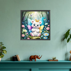 Garden Butterfly Bear 30*30CM(Canvas) Full Round Drill Diamond Painting