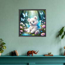 Load image into Gallery viewer, Garden Butterfly Bear 30*30CM(Canvas) Full Round Drill Diamond Painting
