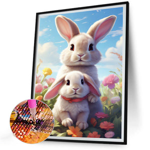 Garden Rabbit 30*40CM(Canvas) Full Round Drill Diamond Painting