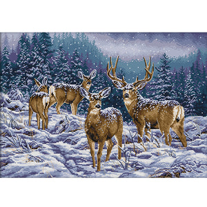 Deer Herd In Winter - 53*38CM 14CT Stamped Cross Stitch