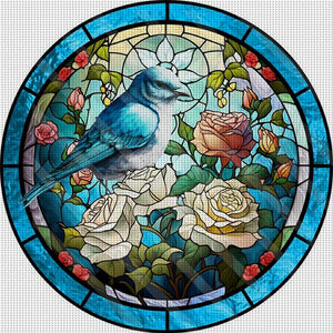 Glass Painting-Birds And Flowers - 40*40CM 11CT Stamped Cross Stitch