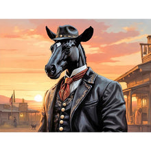 Load image into Gallery viewer, Handsome Western Cowboy Dark Horse 40*30CM(Canvas) Full Round Drill Diamond Painting
