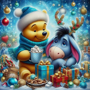 Winnie The Pooh And Eeyore In Winter - 40*40CM 11CT Stamped Cross Stitch