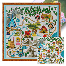 Load image into Gallery viewer, Disney Princesses On Map - 50*50CM 11CT Stamped Cross Stitch
