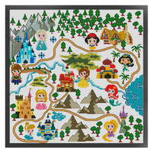 Load image into Gallery viewer, Disney Princesses On Map - 50*50CM 11CT Stamped Cross Stitch
