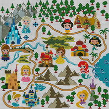 Load image into Gallery viewer, Disney Princesses On Map - 50*50CM 11CT Stamped Cross Stitch
