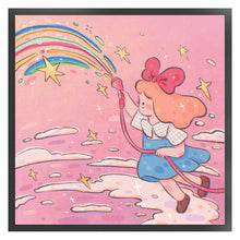 Load image into Gallery viewer, Little Girl Letting Off A Rainbow - 50*50CM 11CT Stamped Cross Stitch
