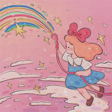 Load image into Gallery viewer, Little Girl Letting Off A Rainbow - 50*50CM 11CT Stamped Cross Stitch
