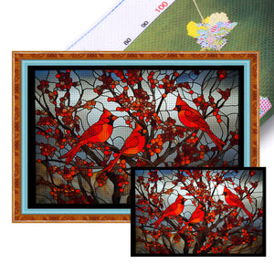 Glass Painting - Cardinal - 60*40CM 11CT Stamped Cross Stitch