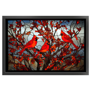 Glass Painting - Cardinal - 60*40CM 11CT Stamped Cross Stitch