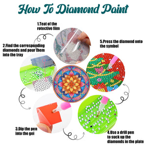 4 PCS Acrylic Diamond Painted Placemats Kitchen Dish Mat for Kitchen (Datura)