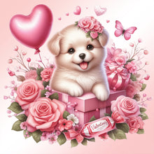 Load image into Gallery viewer, Love Rose Puppy 30*30CM(Canvas) Full Round Drill Diamond Painting
