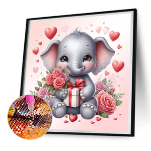 Love Rose Elephant 30*30CM(Canvas) Full Round Drill Diamond Painting