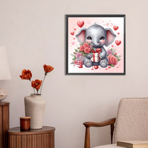 Love Rose Elephant 30*30CM(Canvas) Full Round Drill Diamond Painting