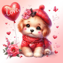 Load image into Gallery viewer, Love Rose Dog 30*30CM(Canvas) Full Round Drill Diamond Painting
