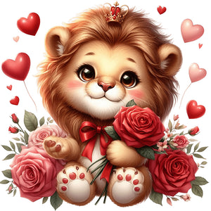 Love Rose Lion 30*30CM(Canvas) Full Round Drill Diamond Painting