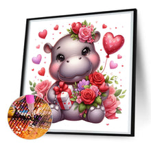 Load image into Gallery viewer, Love Rose Hippopotamus 30*30CM(Canvas) Full Round Drill Diamond Painting
